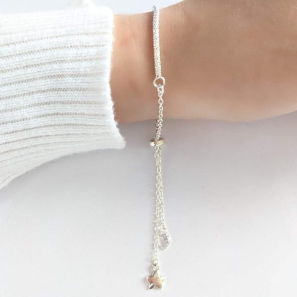 Pulsera Regulable Estrella y Corazón Cristal