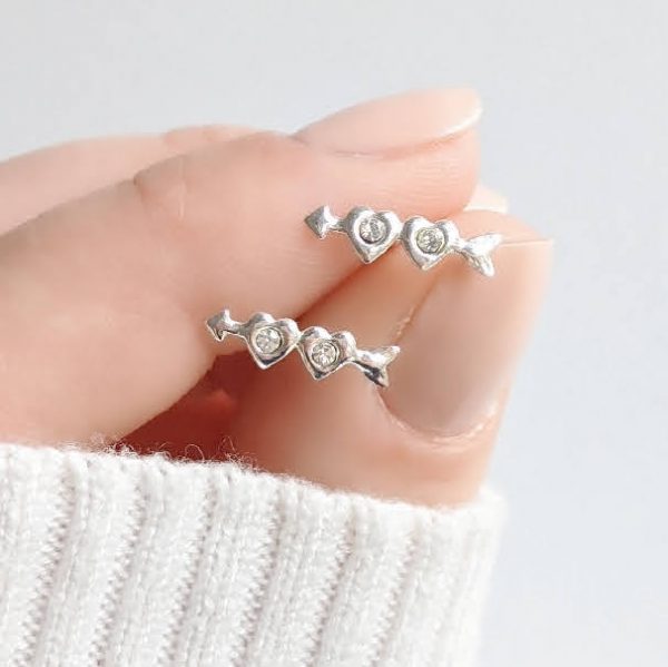 Aros Corazon Cristal Y Flecha