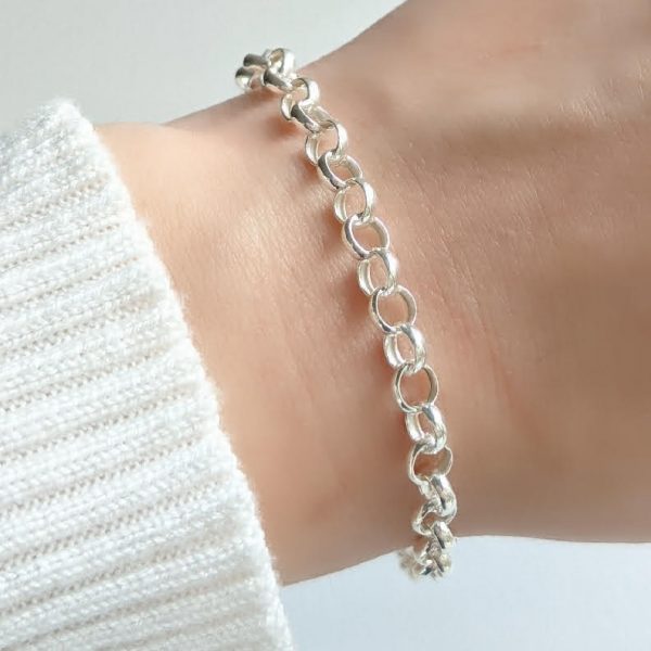 Pulsera Rolo 5mm Cierre Marinero Plata 925