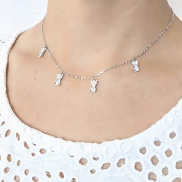 Collar dijes gatos cristal