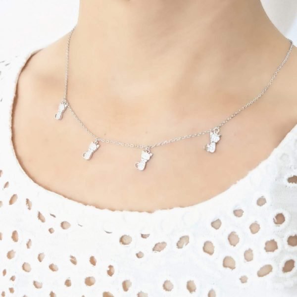 Collar dijes gatos cristal