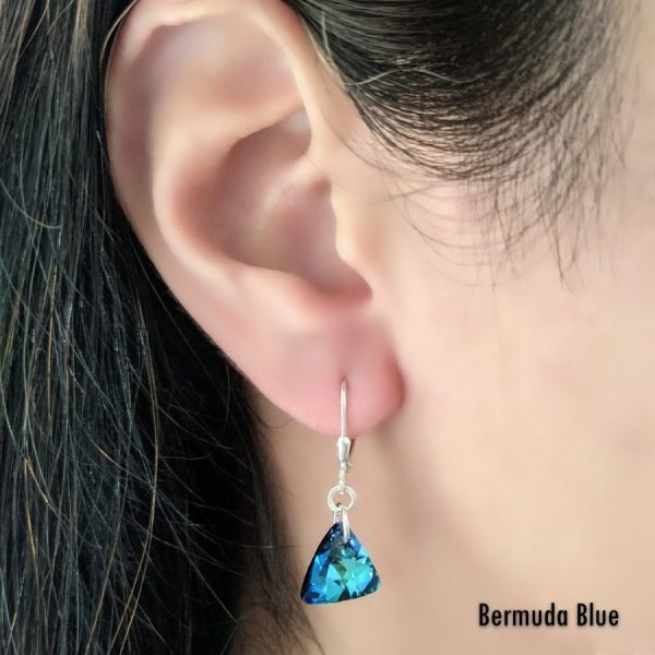 Aros Cristal Swarovski Triangulo 12mm Plata