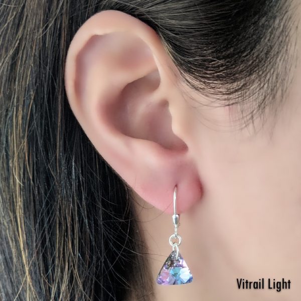 Aros Cristal Swarovski Triangulo 12mm Plata