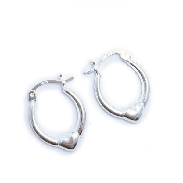 Aros argollas corazón plata inflada