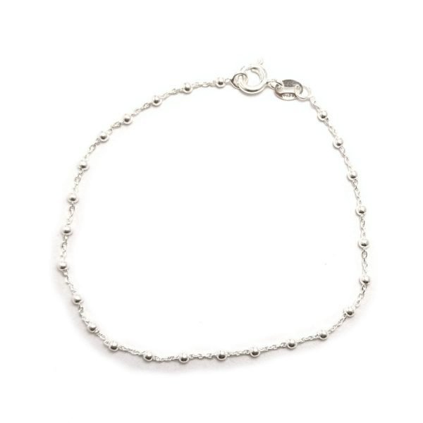 Pulsera Espejo 1mm con Bolitas Plata 925