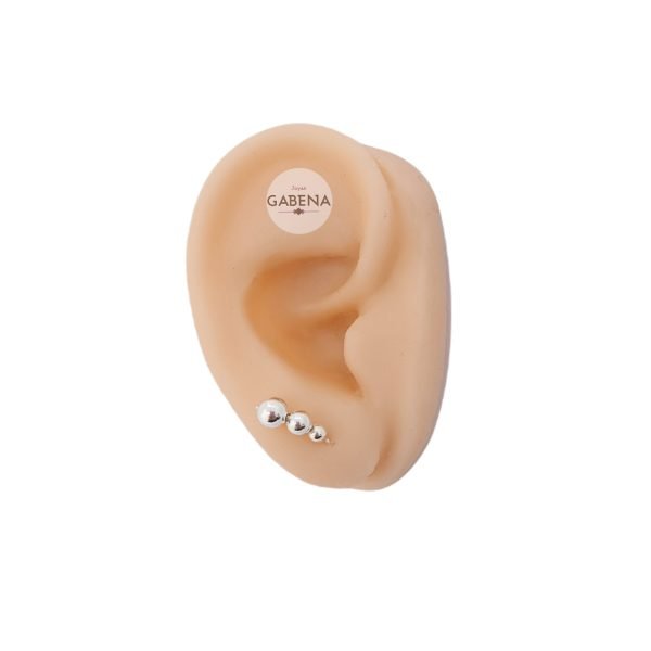 aros colgantes bolitas plata oreja
