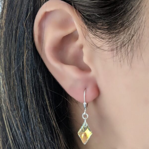 Aros Cristal Swarovski Rombo 14mm Plata 925