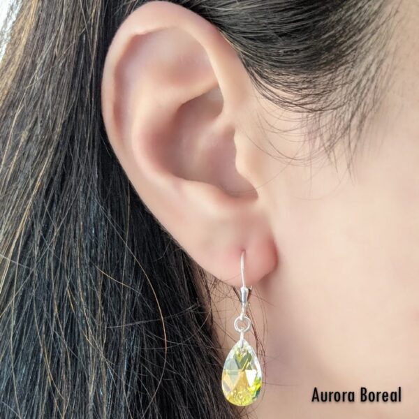 Aros Cristal Swarovski Gota 16mm Plata
