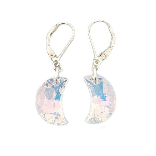 aros cristal luna plata