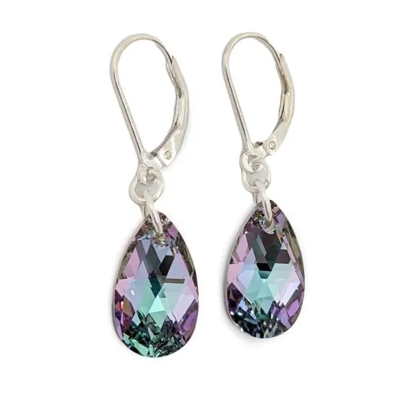 aros cristal swarovski gota 16mm plata vitrail light