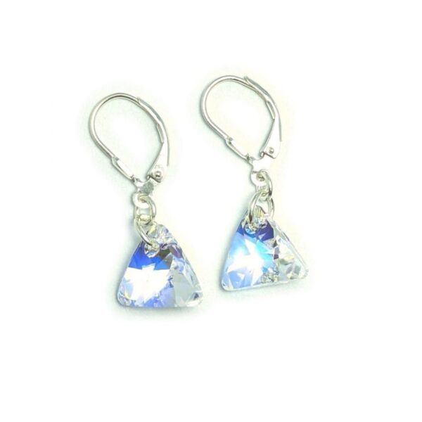 Aros swarovski triángulo aurora boreal 12mm