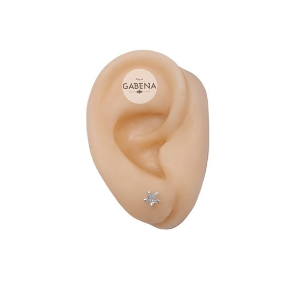 aros estrella cristal 6mmcristal plata oreja