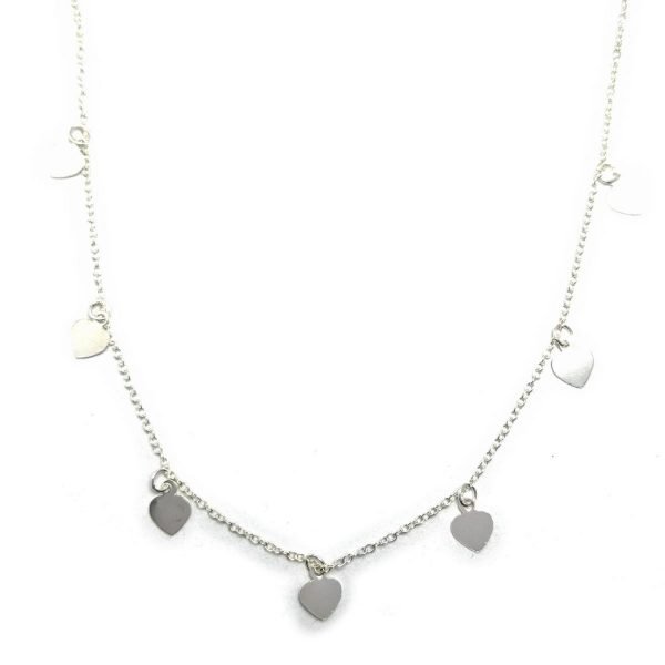 Collar corazones lisos 7 dijes