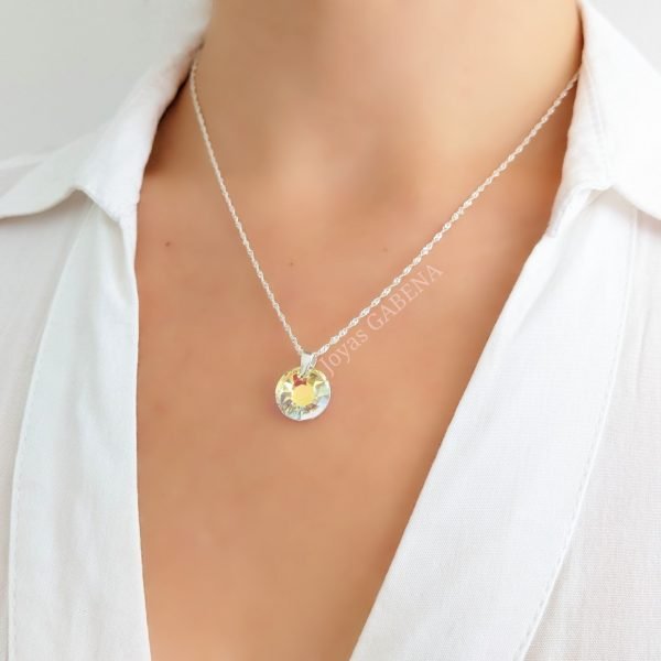 collar cristal swarovski sol 12mm aurora boreal plata