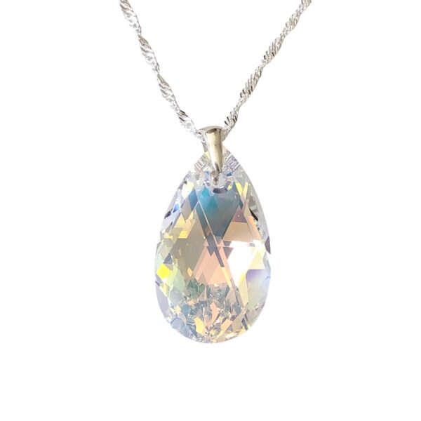 CSW-41 collar cristal gota 28mm plata 925