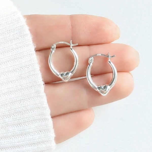 Aros argollas corazón plata inflada