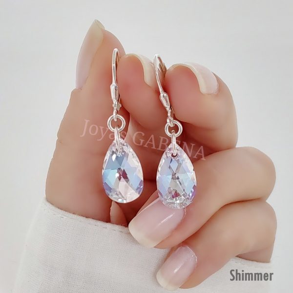aros gota swarovski shimmer plata