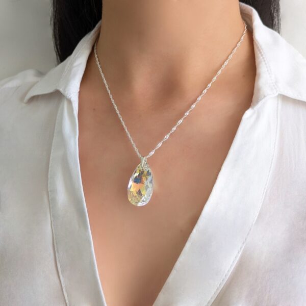 CSW-41 collar cristal swarovski gota 28mm plata 925