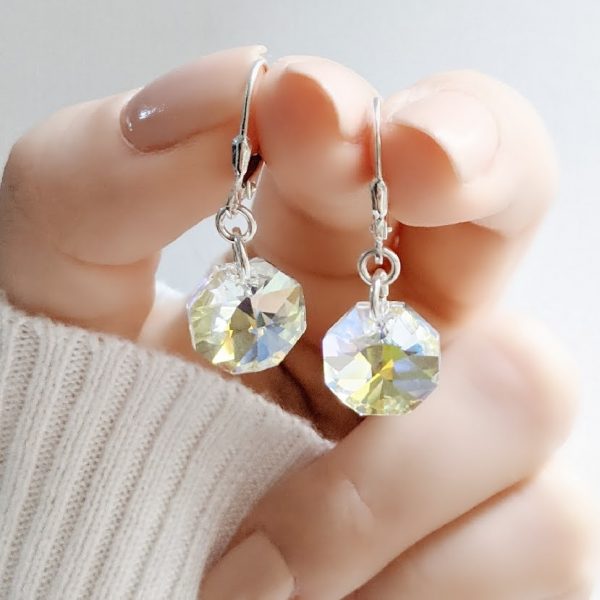 Aros Swarovski octágono Aurora Boreal