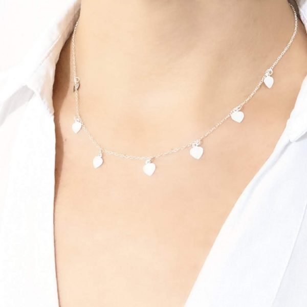 Collar Corazones Lisos 7 Dijes