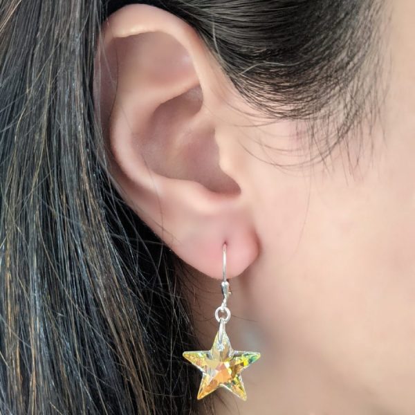 Aros Cristal Swarovski Estrella 18mm Plata