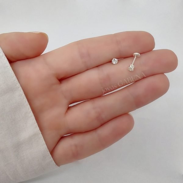 Aros Abridores Cristal Engarzado Chico Plata 925 - Imagen 3
