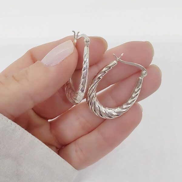Aros Argollas Infladas Ovalo Plata 925 - Imagen 3