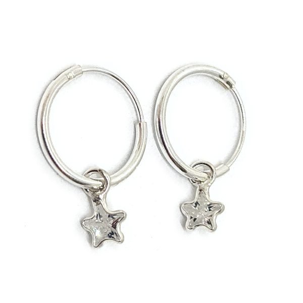 Aros Argolla Estrella Cristal Plata 925
