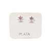 Aros Cristal Estrella Plata 925 Rosa
