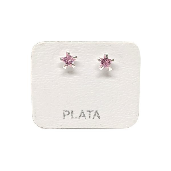 Aros Cristal Estrella Plata 925 Rosa