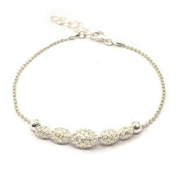 Pulsera cinco bolitas tramadas