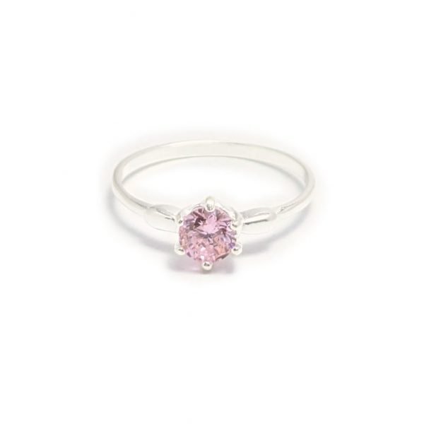 anillo cristal cubic rosa