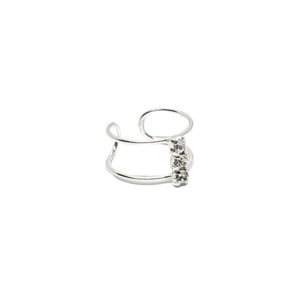 aro cuff doble cristal plata 925