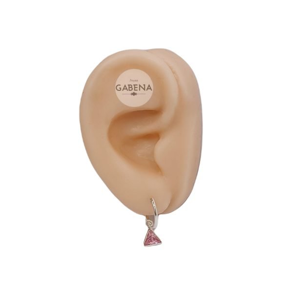 aros argolla cristal triangulo plata oreja