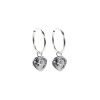 aros argollas cristal corazon grande plata