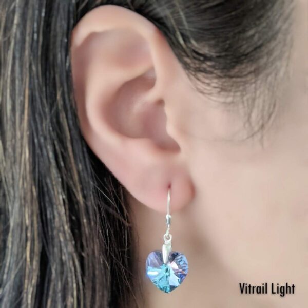 Aros Cristral Swarovski Corazon 14mm Plata