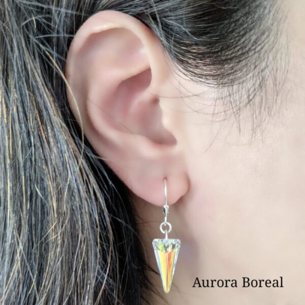 Aros Cristal Swarovski Pendulo Spike 18mm Plata