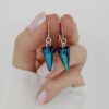 aros cristal swarovski pendulo spike bermuda blue plata