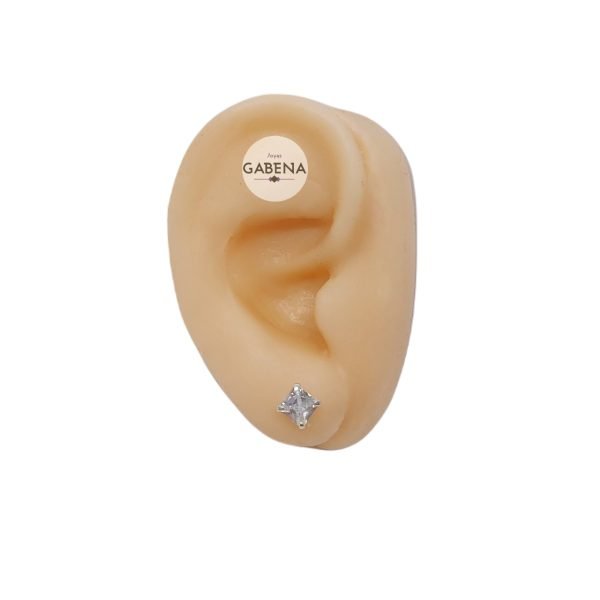 aros cristal rombo cuadrado plata oreja