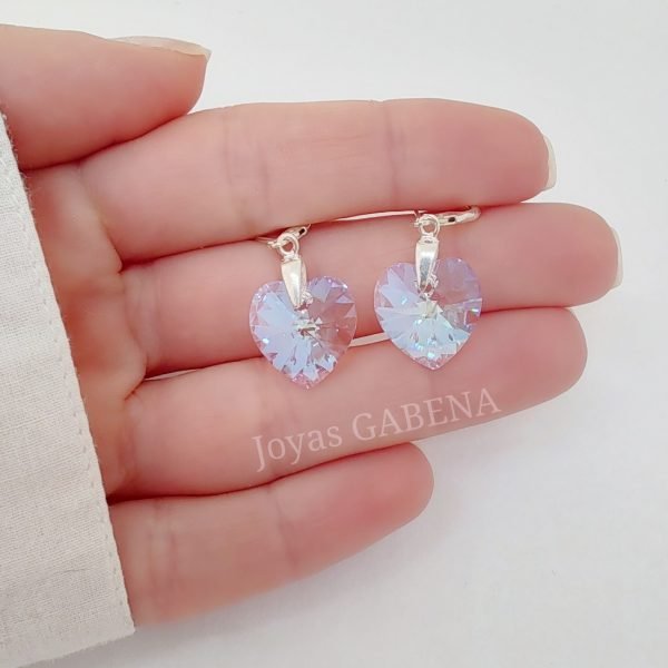 Aros Cristal Swarovski Corazon 14mm Plata - Imagen 12