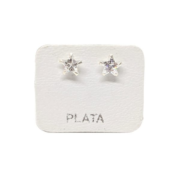 aros estrella cristal plata 925 5mm