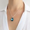 collar cristal gota 22mm plata bermuda blue