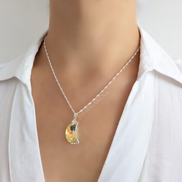 collar cristal luna 20mm plata