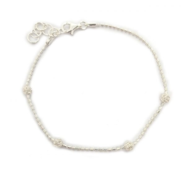 pulsera bolitas tramadas plata