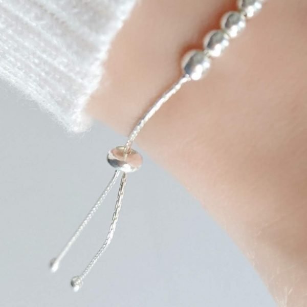 Pulsera Ajustable Bolitas y Estrellas Plata 925