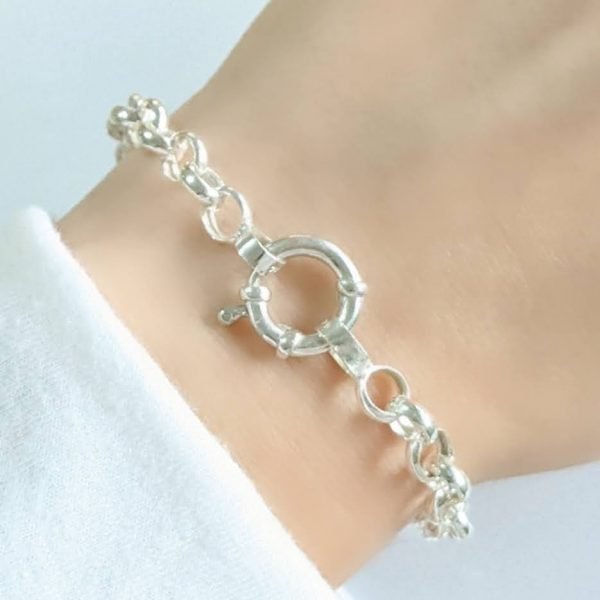 Pulsera Rolo con tres argollas cierre marinero