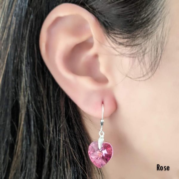Aros Cristral Swarovski Corazon 14mm Plata