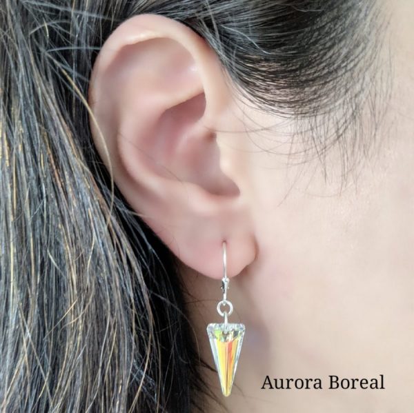 Aros Cristal Swarovski Pendulo Spike 18mm Plata