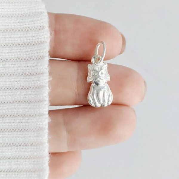 Dije Gato Inflado 15mm Plata 925