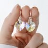 Aros Swarovski Corazón Aurora Boreal 14mm Plata